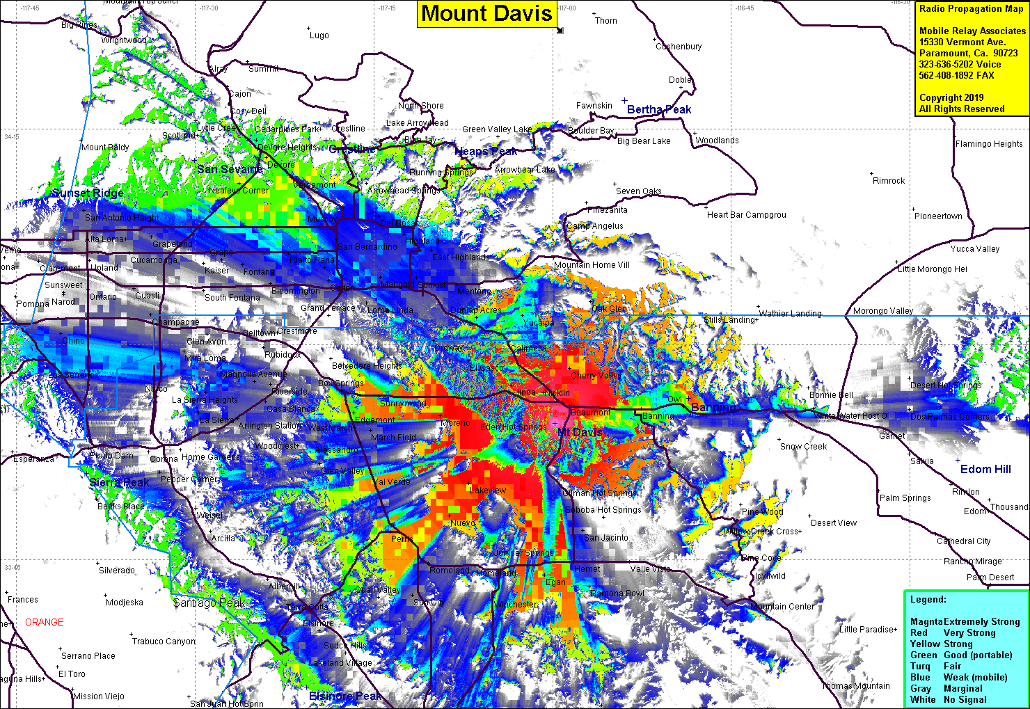 heat map radio coverage Mt Davis